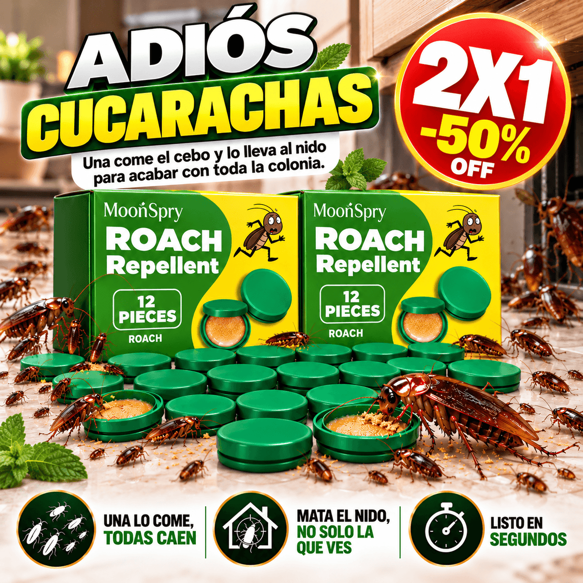 Repelente de cucarachas 12 Cebos