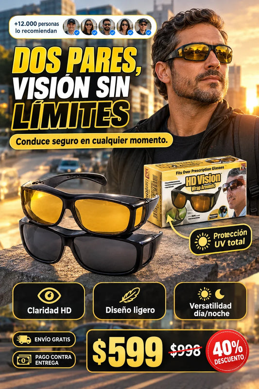 2 Gafas HD Visión para Día y Noche
